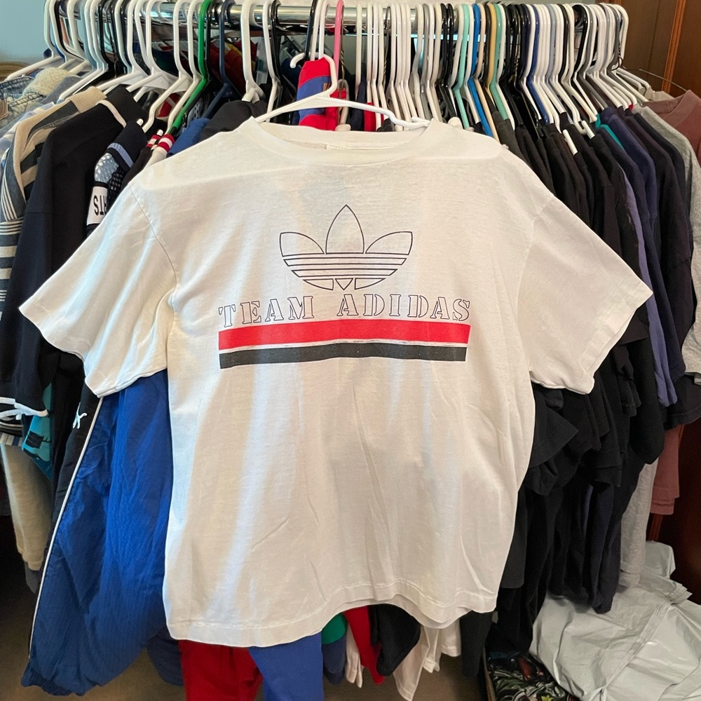 Vintage 80s Made in USA Team Adidas Single Stitch T-shirt Size L